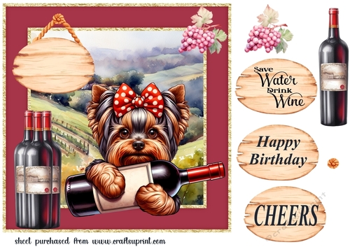 Dog with wine card front 14
