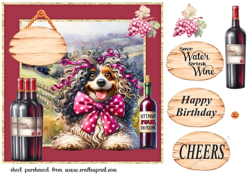 Dog with wine card front 15