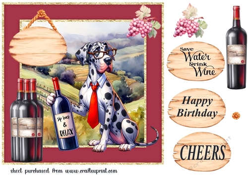 Dog with wine card front 17