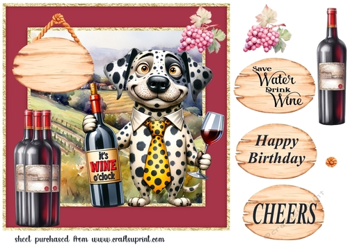 Dog with wine card front 19