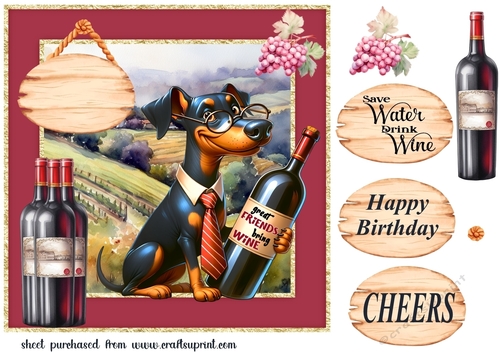 Dog with wine card front 20