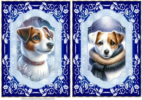 2 Blue winter Jack Russel card fronts 2