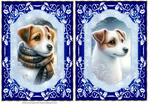 2 Blue winter Jack Russel card fronts 4