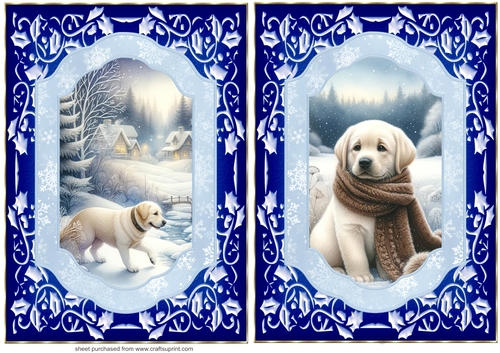 2 Blue winter Labrador card fronts 3