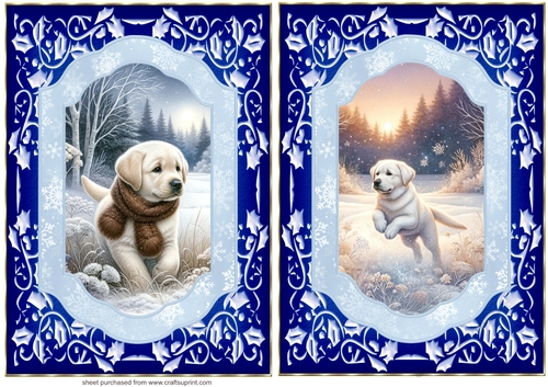 2 Blue winter Labrador card fronts 5