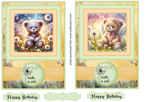 2 Fairy bear make a wish card fronts A