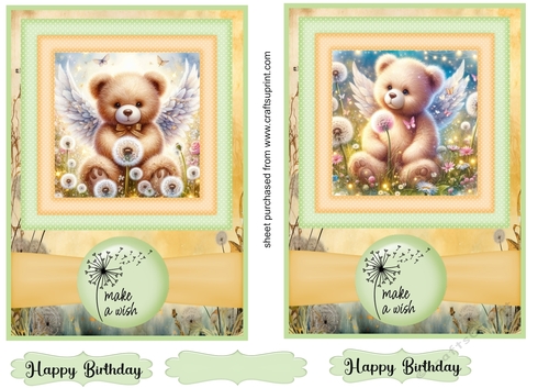 2 Fairy bear make a wish card fronts B