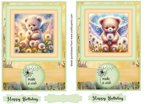 2 Fairy bear make a wish card fronts F