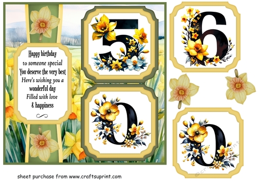 2 Panel age 50/60 daffodil card front