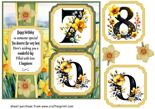 2 Panel age 70/80 daffodil card front