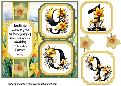 2 Panel age 90/100 daffodil card front