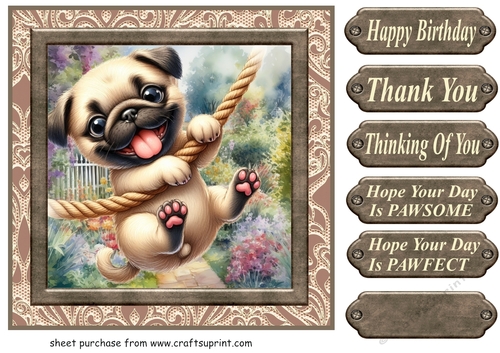 Pup playing in garden card front 5