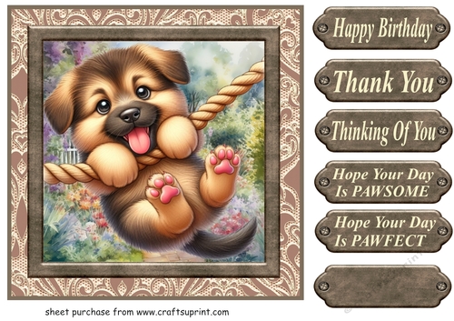 Pup playing in garden card front 10