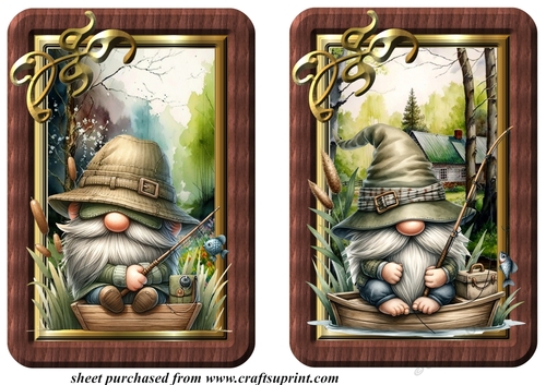 2 Fishing gnome toppers 6
