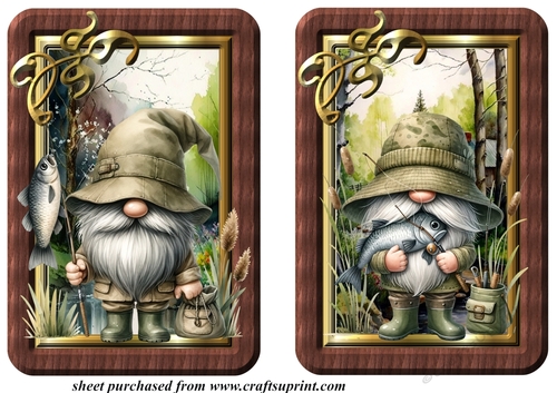 2 Fishing gnome toppers 8