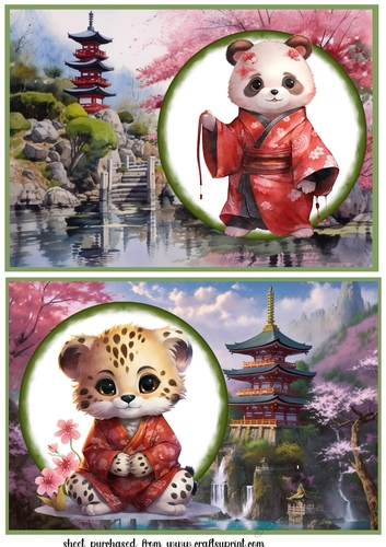 2 Kimono animal card fronts/toppers 1