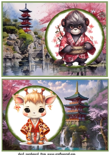 2 Kimono animal card fronts/toppers 4