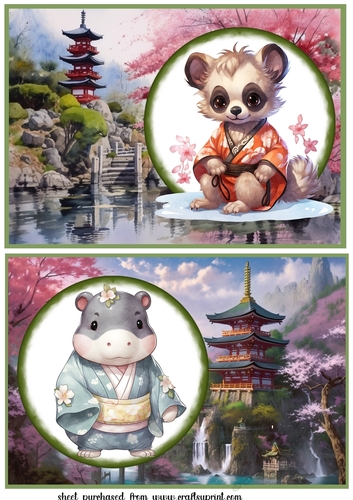2 Kimono animal card fronts/toppers 5