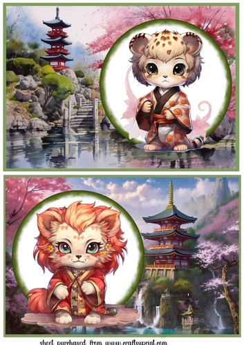 2 Kimono animal card fronts/toppers 7