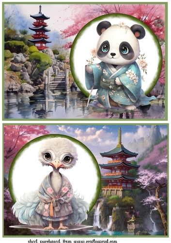 2 Kimono animal card fronts/toppers 8