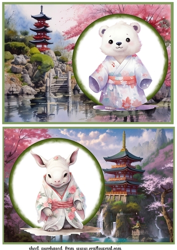 2 Kimono animal card fronts/toppers 9