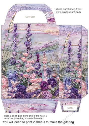 Embroidered lavender effect gift bag 2