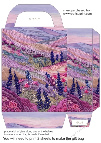 Embroidered lavender effect gift bag 3
