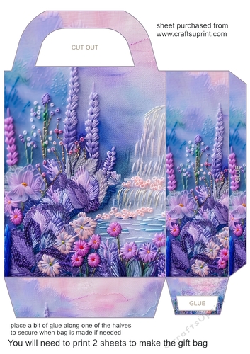Embroidered lavender effect gift bag 5