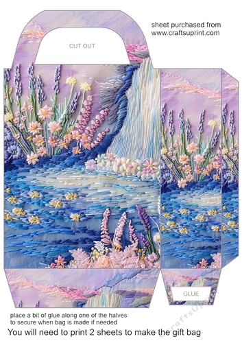 Embroidered lavender effect gift bag 6