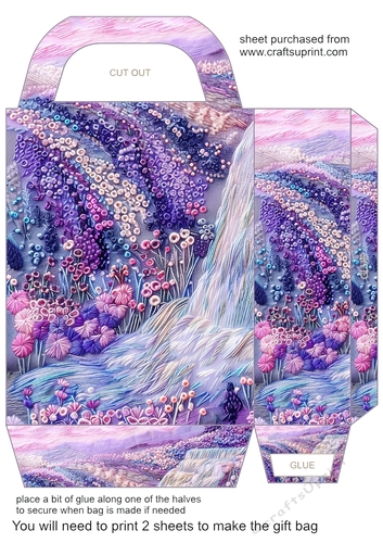 Embroidered lavender effect gift bag 7