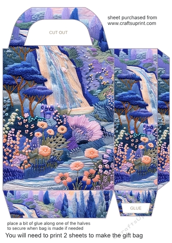 Embroidered lavender effect gift bag 8