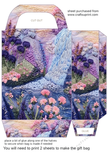Embroidered lavender effect gift bag 12