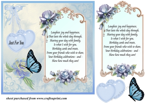 Blue rose Birthday card front 1