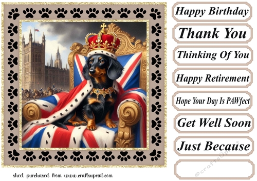 Royal Dachshund card front 6