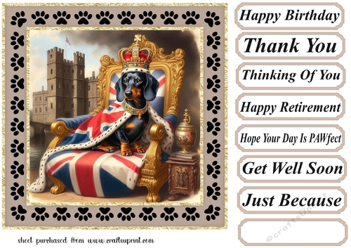 Royal Dachshund card front 10