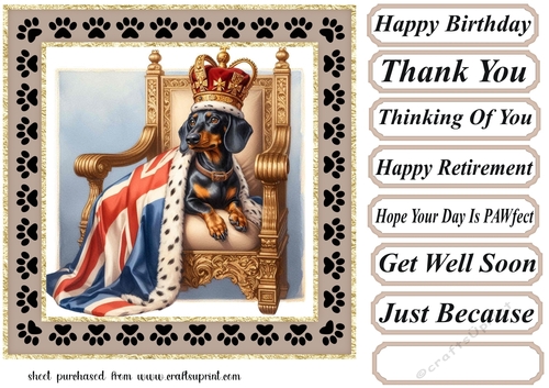 Royal Dachshund card front 11