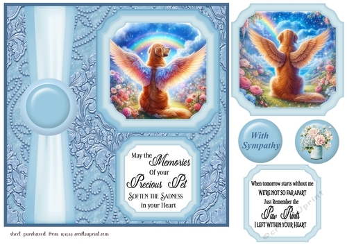 2 Panel blue dog sympathy card front 1