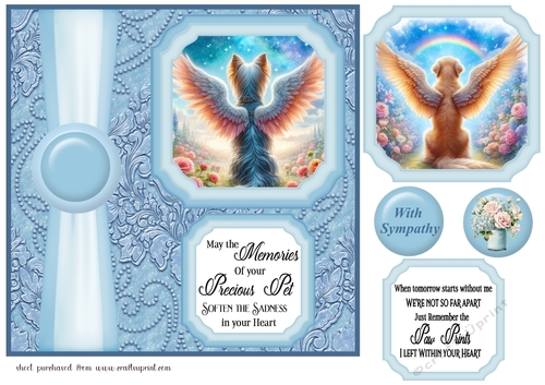2 Panel blue dog sympathy card front 3