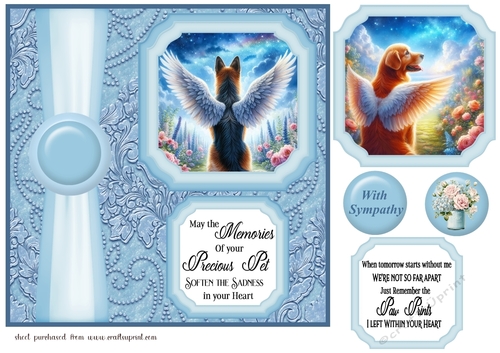 2 Panel blue dog sympathy card front 6