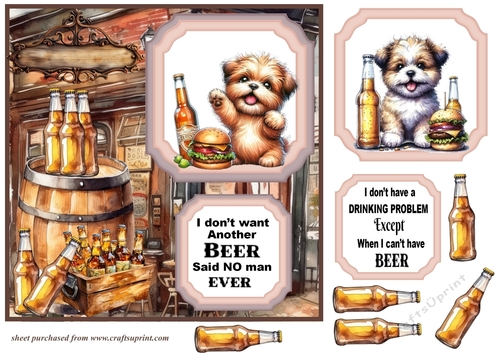 2 Panel dog beer and burger card front 2