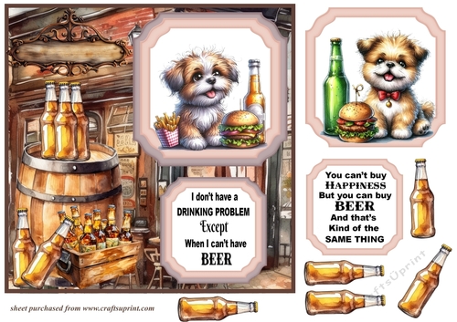 2 Panel dog beer and burger card front 3