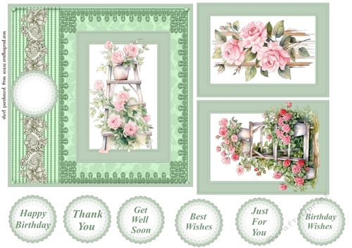 Pink roses stand card front 2