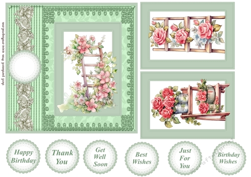 Pink roses stand card front 3