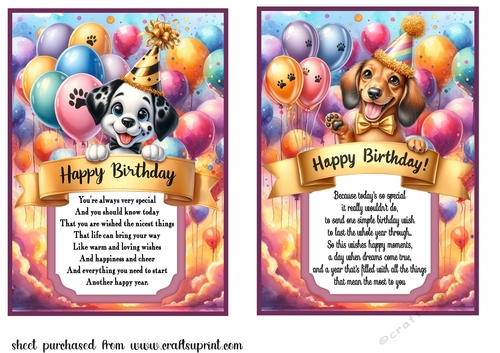 2 Birthday pup card fronts (7x5 aprox) 5