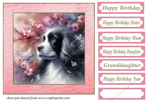Pink cherry blossom Springer card front 2