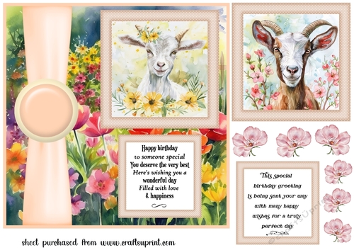 2 Panel floral goat card front 1