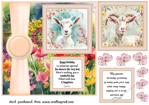 2 Panel floral goat card front 3