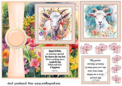2 Panel floral goat card front 4