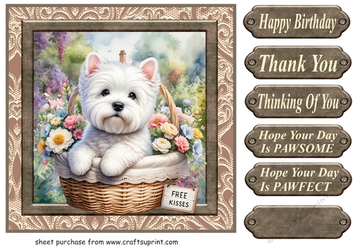 Floral Westie card front 1