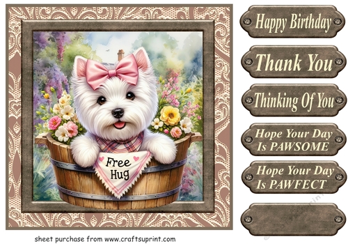 Floral Westie card front 2